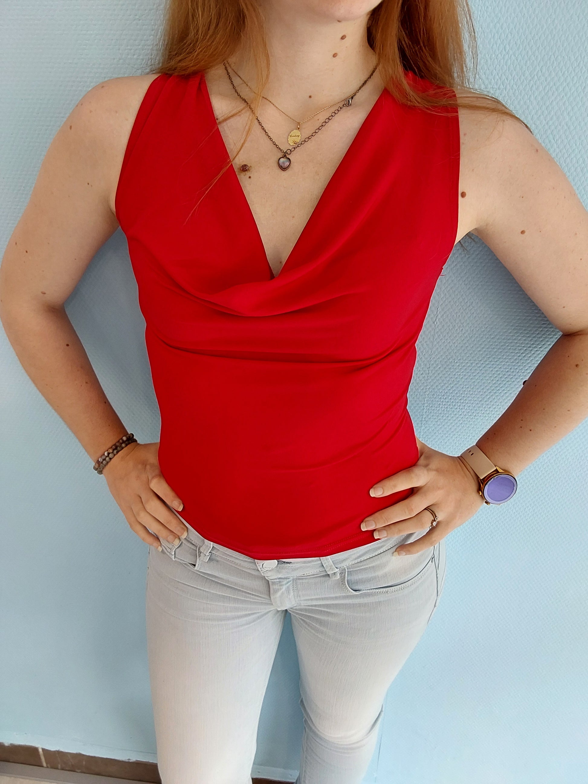 Débardeur col drapé