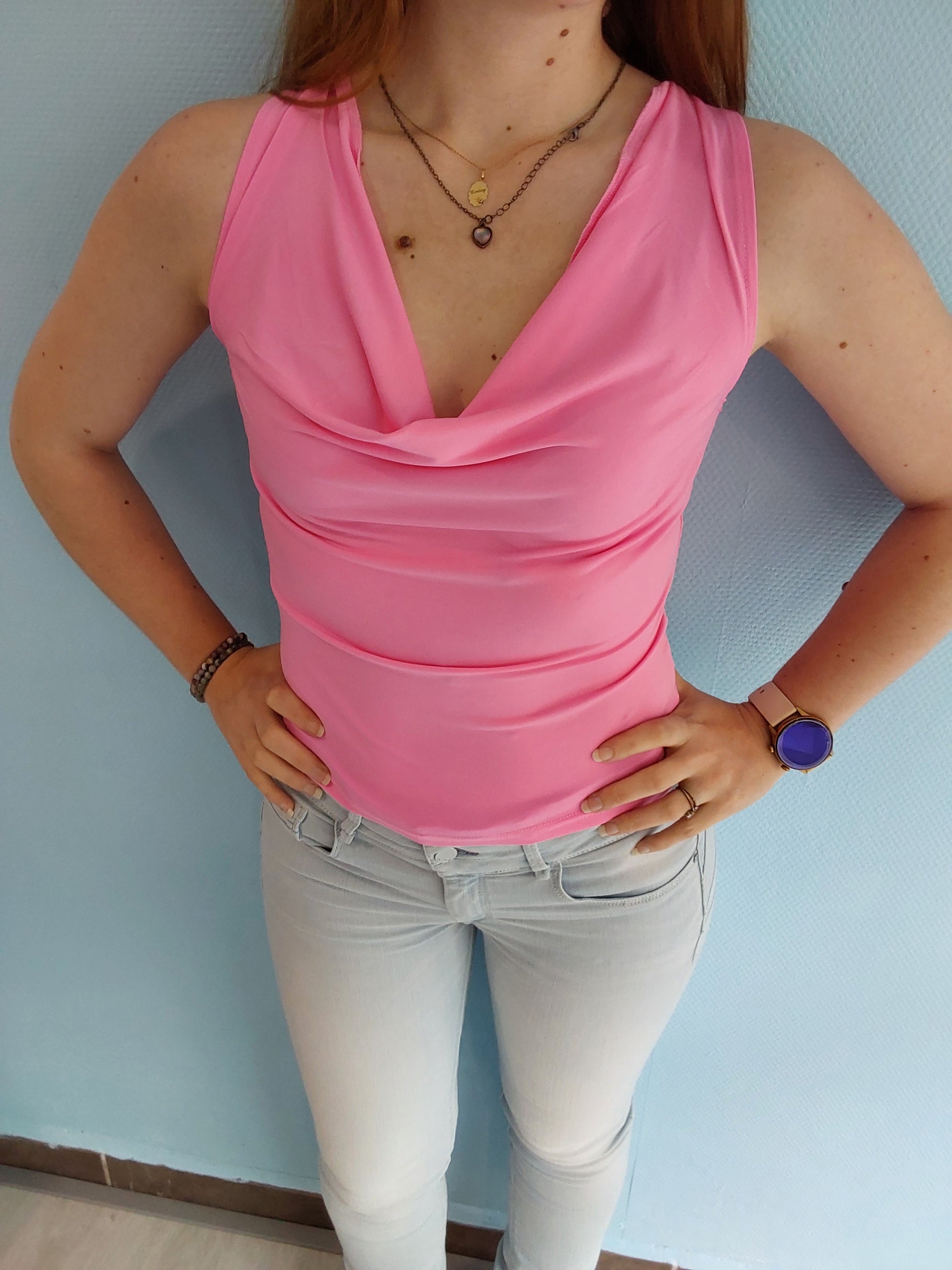 Débardeur col drapé