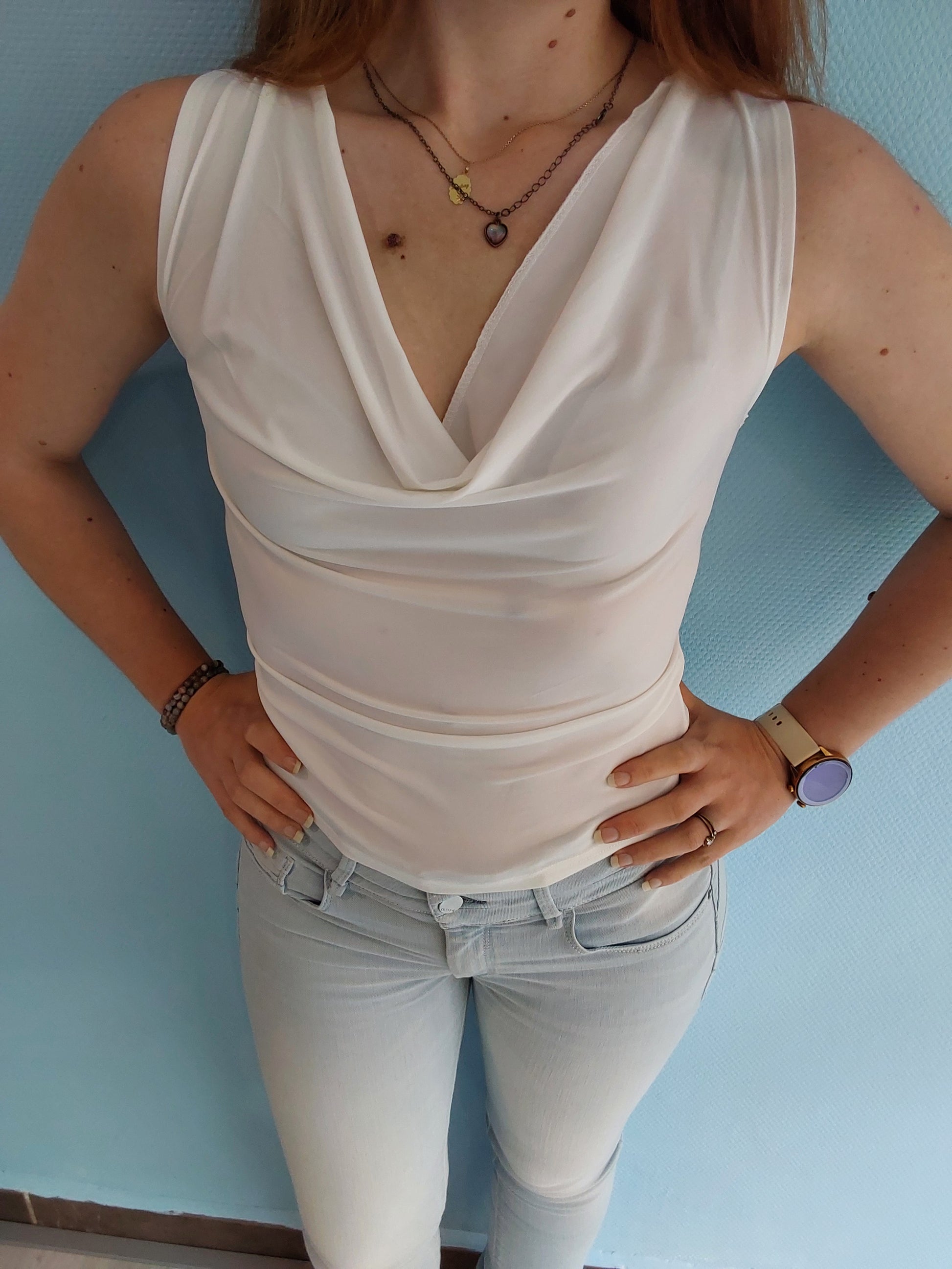 Débardeur col drapé