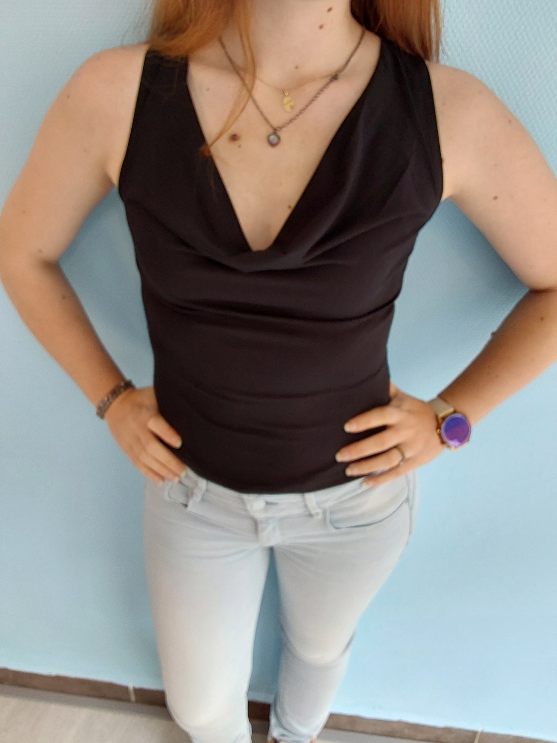 Débardeur col drapé